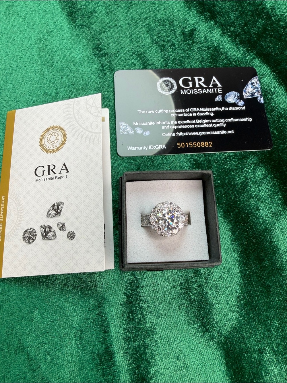 14K Plated Moissanite Diamond Halo Ring